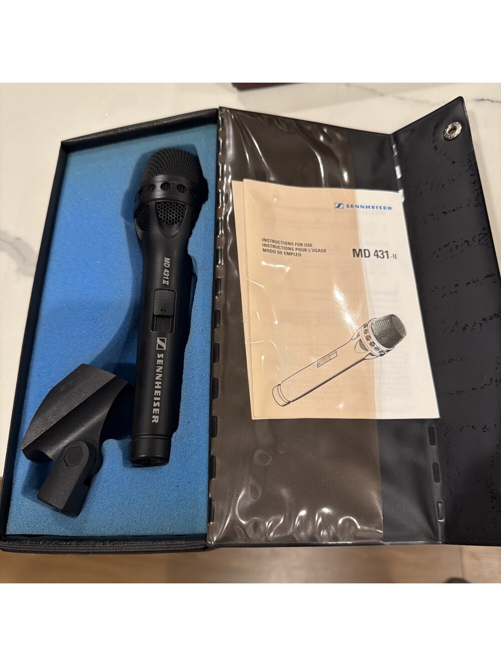 SENNHEISER MD 431-II Dynamic Microphone Band Mic with Case & Manual Used